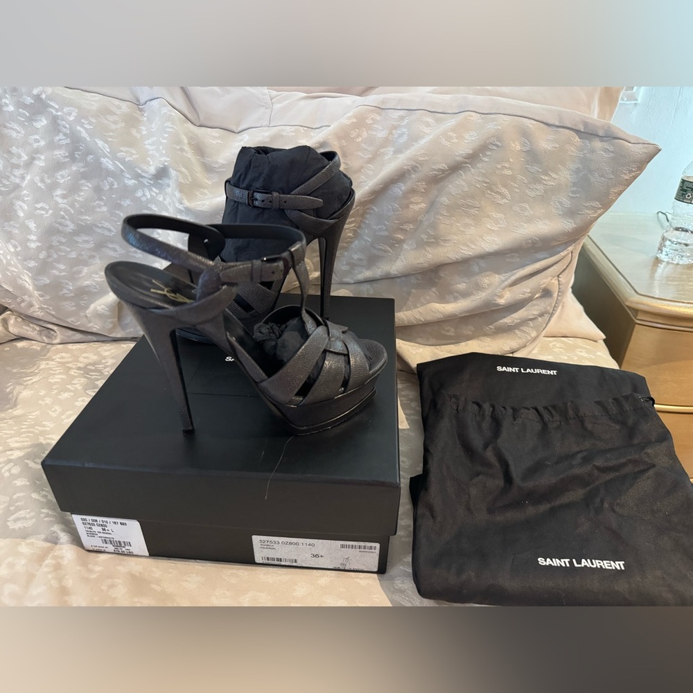 Saint Laurent Black Strappy Sandals